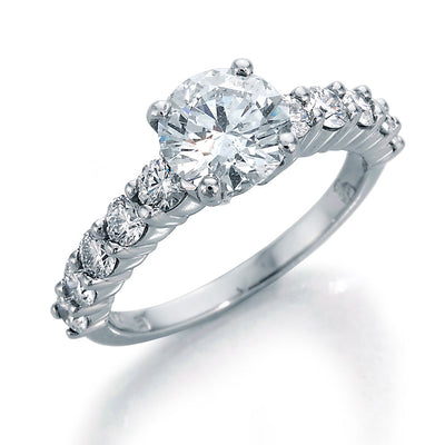 Image of eLLegance Engagement Ring with Round Center and Half Shank Ideal Cut Round Diamonds