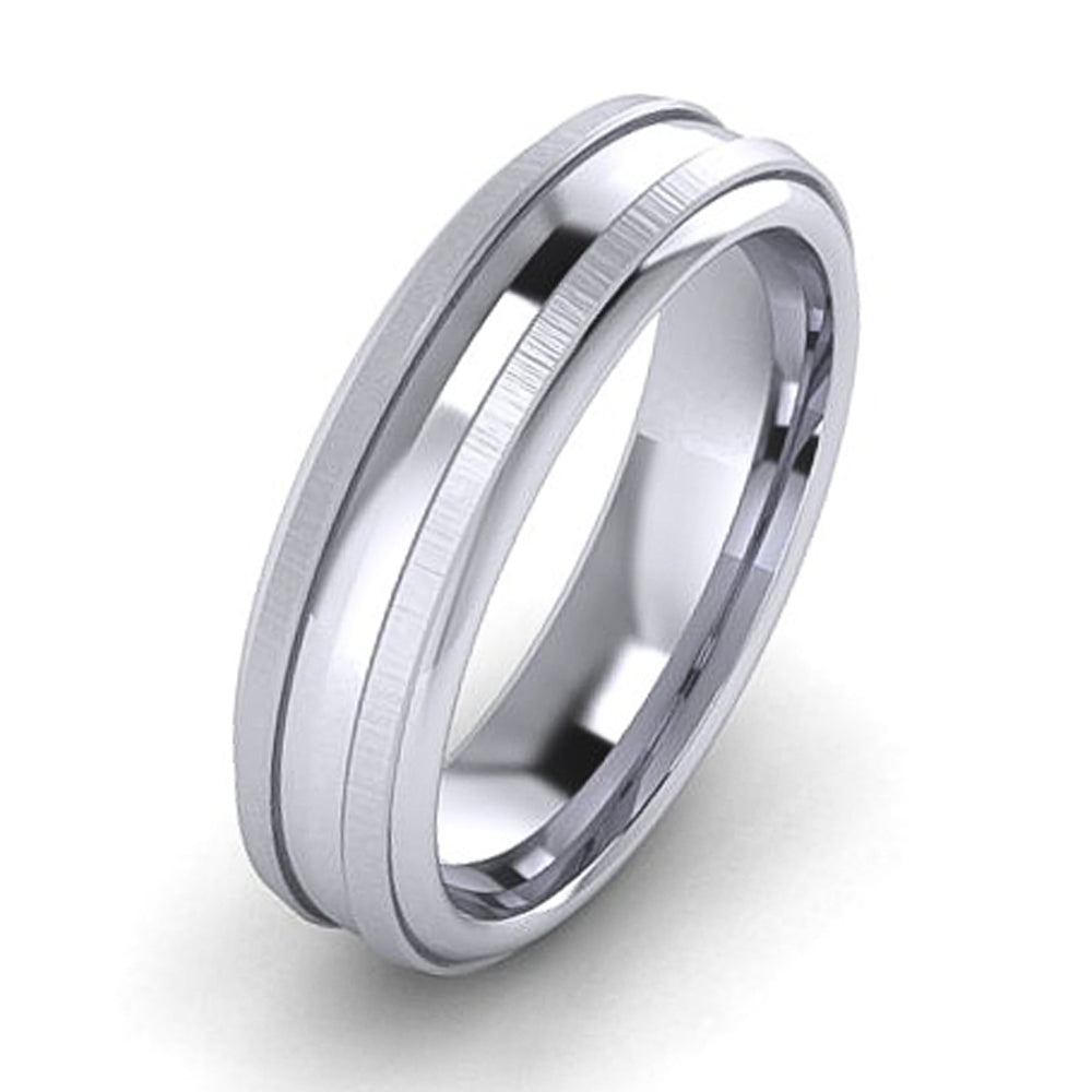 Thin channel-cut men's wedding band, sleek modern ring by Lester Lampert