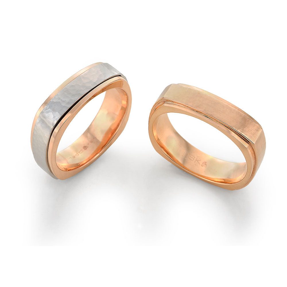 Two Tone Gold and Platinum Mens Wedding Band