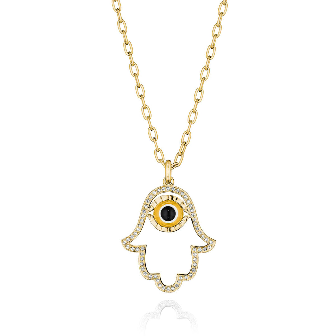 Medium Open Frame Diamond Hamsa Necklace