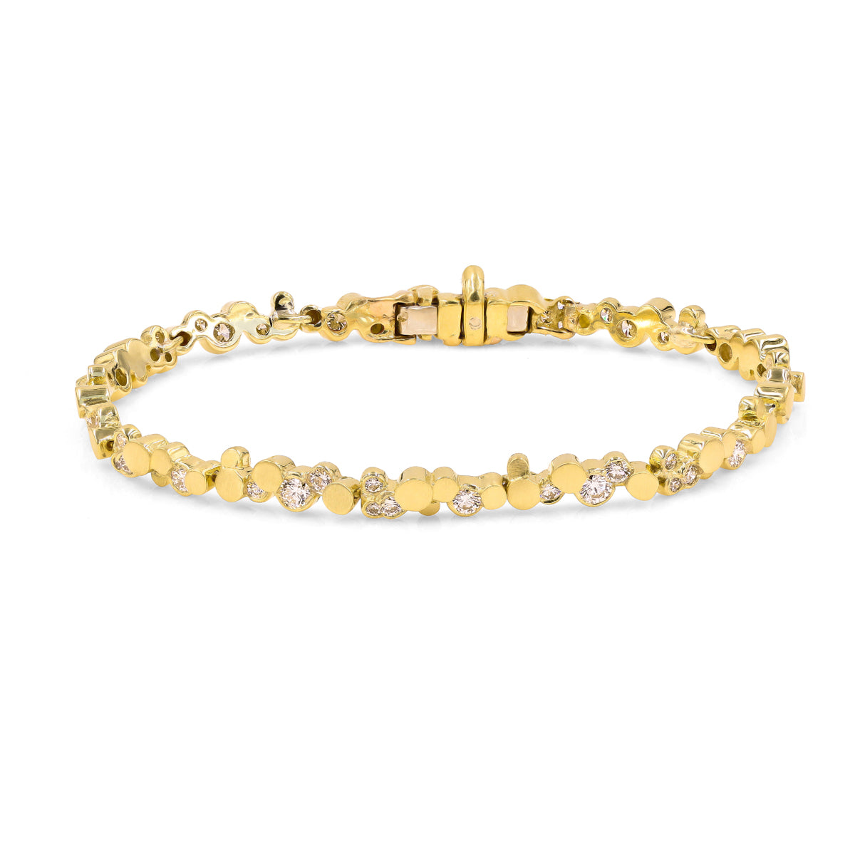 Diamond yellow gold BubbeLLes bracelet by Lester Lampert, elegant everyday sparkle
