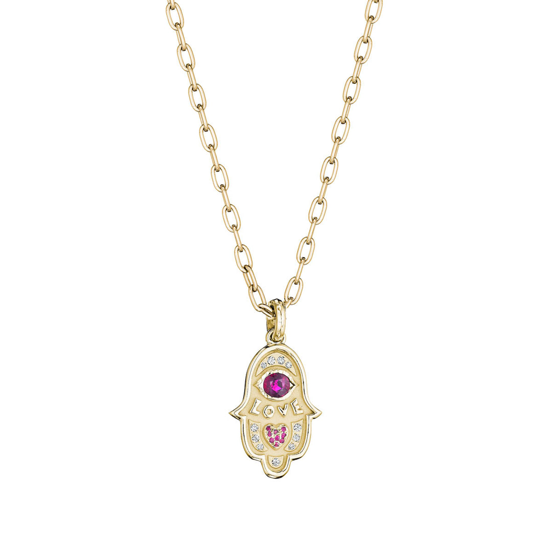 Small Hamsa Gemstone Love Necklace